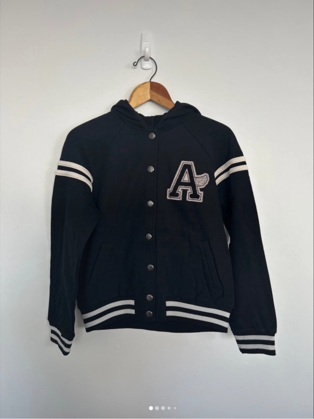 Forever 21 Kids Black and White Letterman Hoodie Jacket